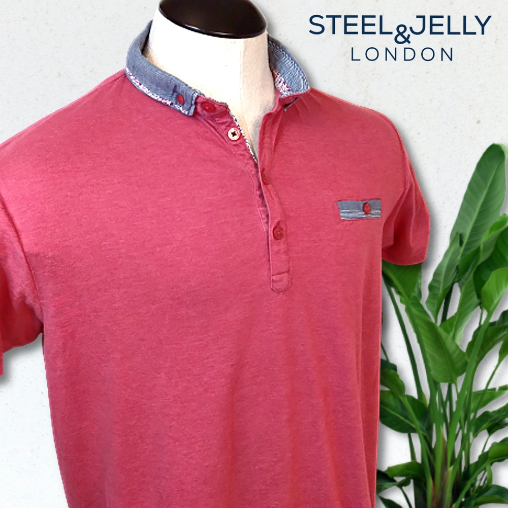 Steel & Jelly London | Red, White & Blue Polo Shirt, Men's Large